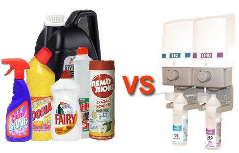 Чем отличаются профессиональные моющие средства от бытовых